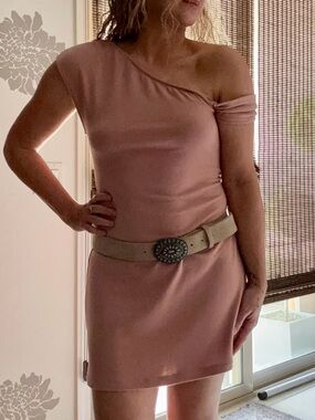 Elegant Pink One-Shoulder FREE PEOPLE Dress